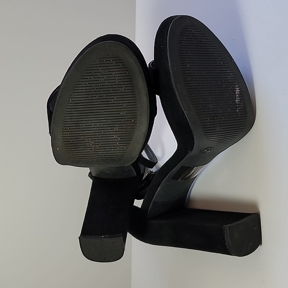 Fashion Nova high block heel platform 7.5 womens black brushed textile - Picture 5 of 11